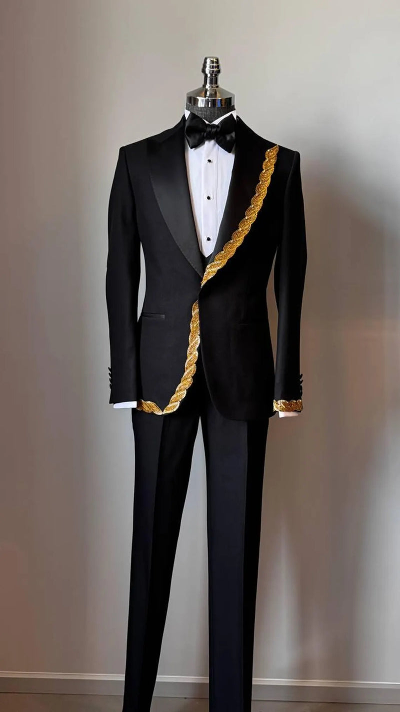 Deluxe Black and Gold Embroidered Tuxedo