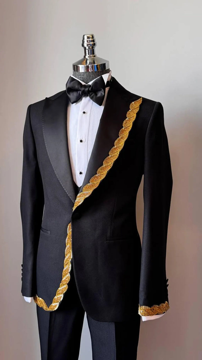 Deluxe Black and Gold Embroidered Tuxedo