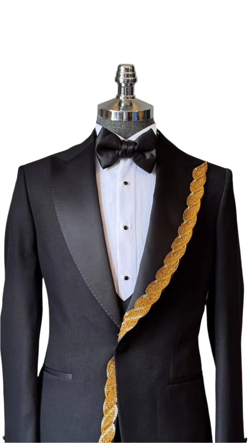 Deluxe Black and Gold Embroidered Tuxedo