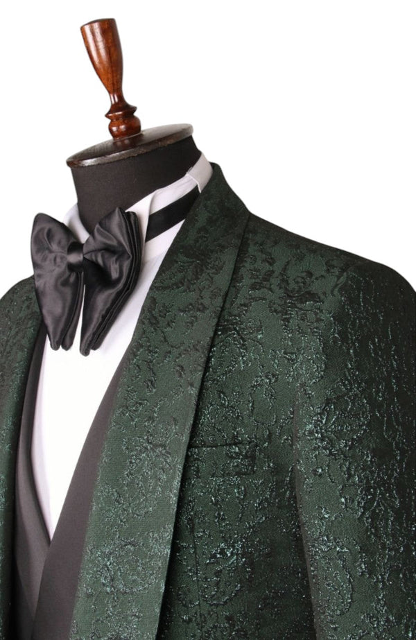 Emerald Green Jacquard 3-Piece Tuxedo Set