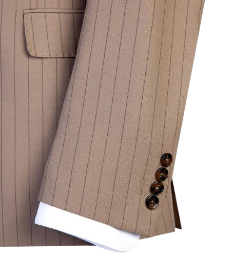 Elegant Beige Pinstripe Double-Breasted Suit
