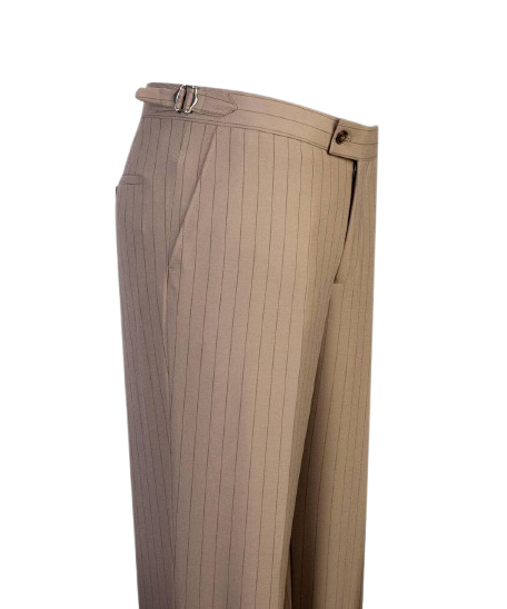 Elegant Beige Pinstripe Double-Breasted Suit