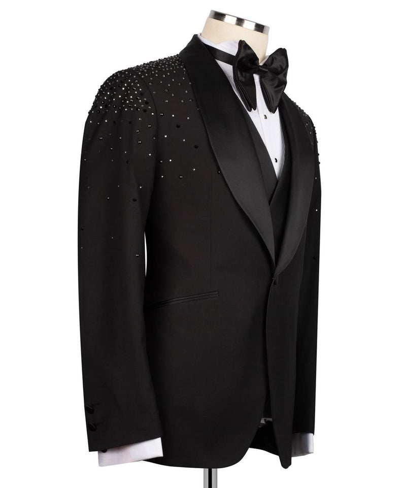 Black Tuxedo with Beaded Shoulders