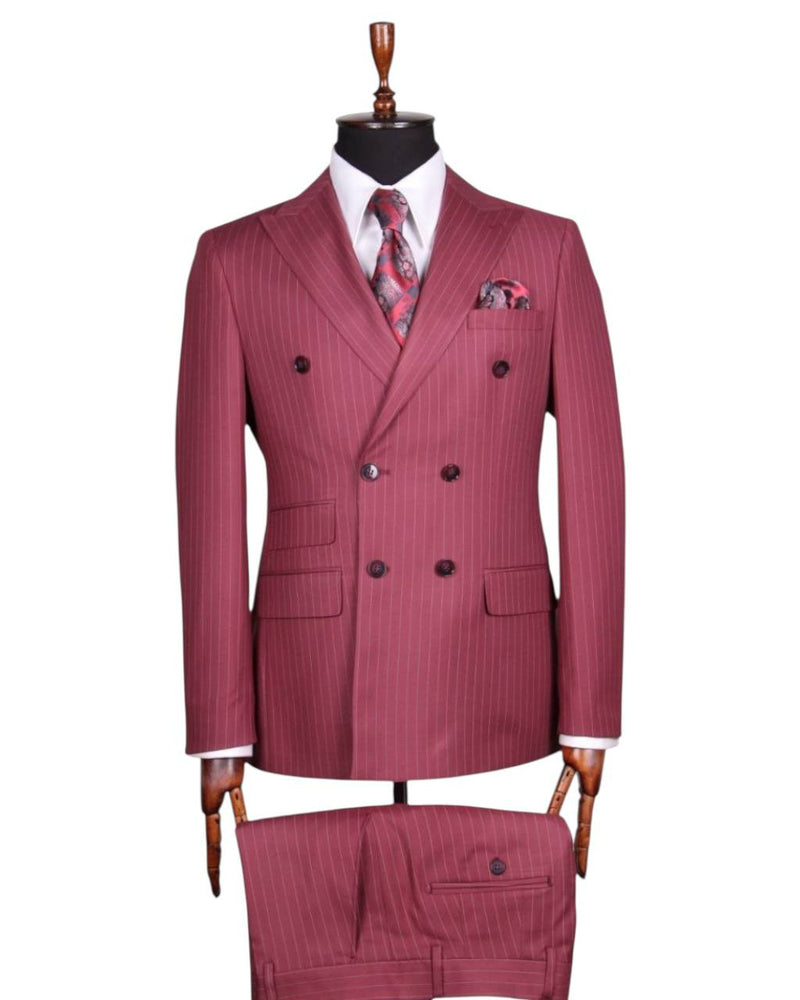 Burgundy Pinstripe Double-Breasted Suit