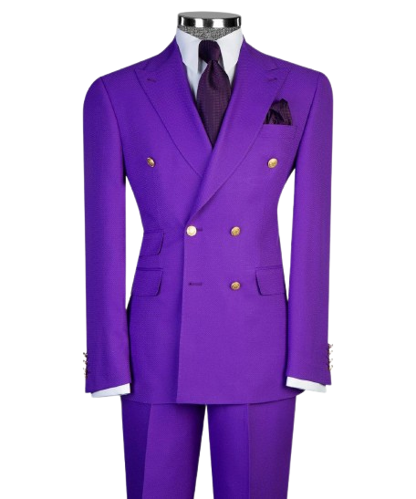Bold Purple Double-Breasted Suit with Gold Buttons