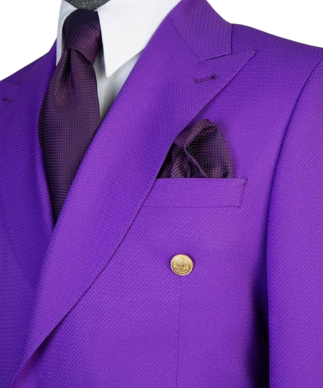 Bold Purple Double-Breasted Suit with Gold Buttons