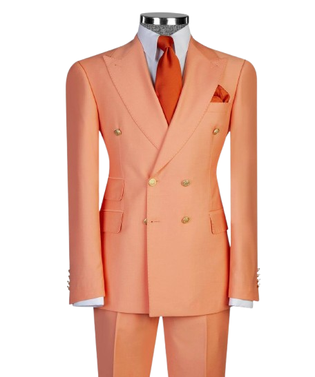 Peach Orange Double-Breasted Suit