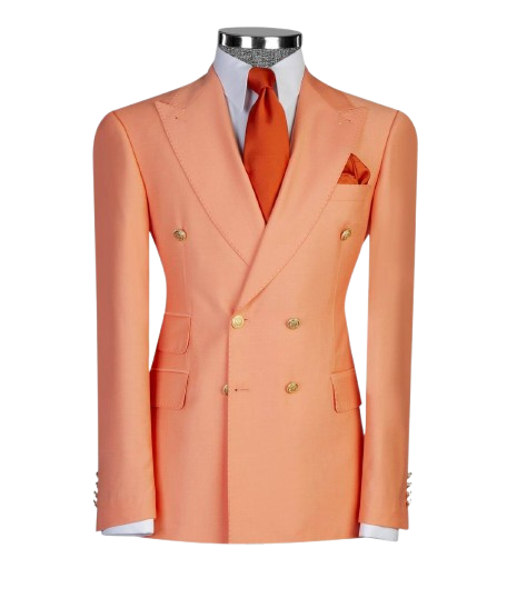 Peach Orange Double-Breasted Suit