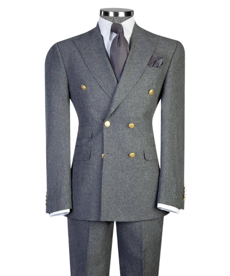 Gray Double-Breasted European Suit