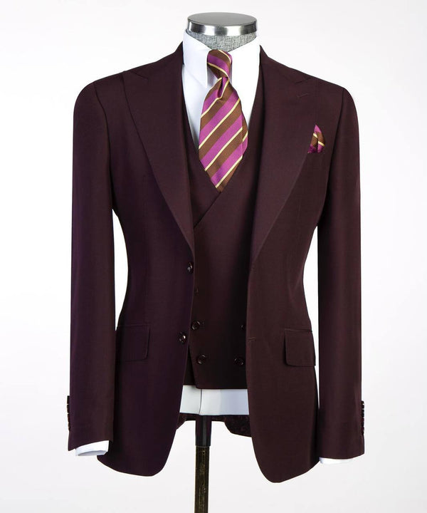 Elegant Burgundy Three-Piece Suit