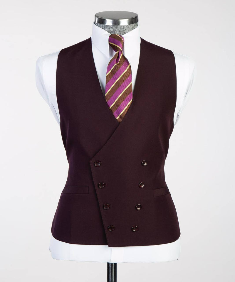 Elegant Burgundy Three-Piece Suit