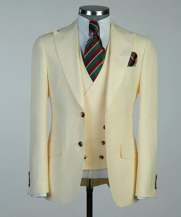 Cream Three-Piece Italian Suit for Men