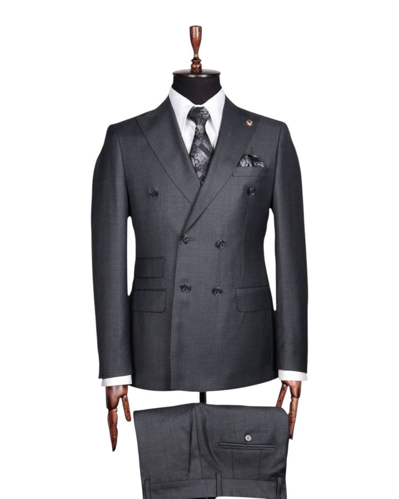 Executive Charcoal Grey Double-Breasted Suit