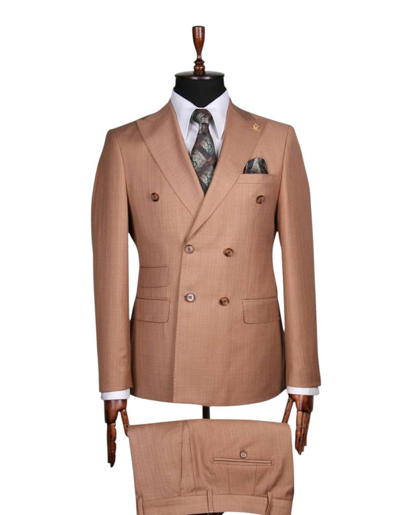 Men’s Classic Tan Double-Breasted Suit