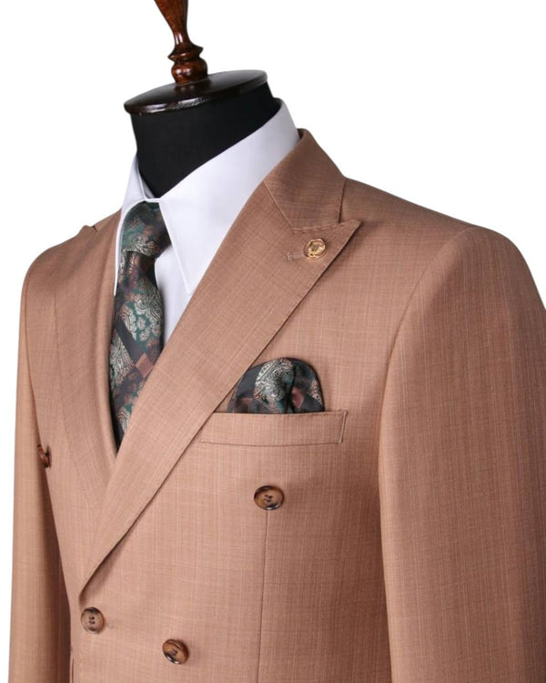 Men’s Classic Tan Double-Breasted Suit