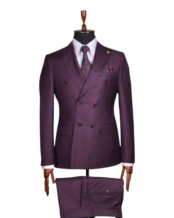Men’s Plum Double-Breasted Executive Suit