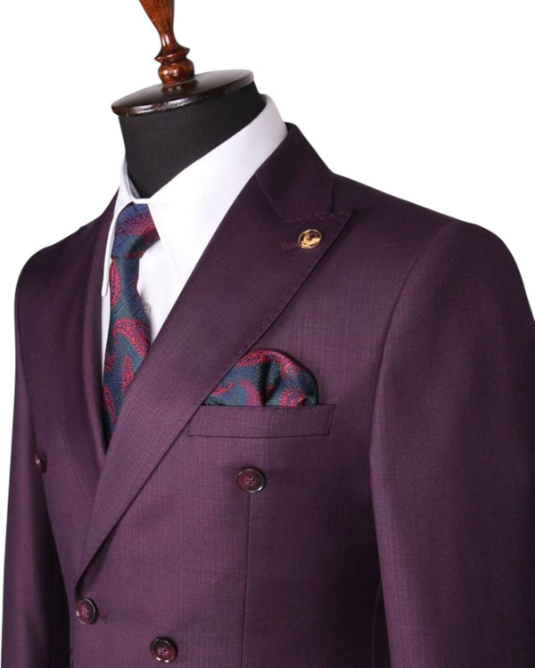 Men’s Plum Double-Breasted Executive Suit