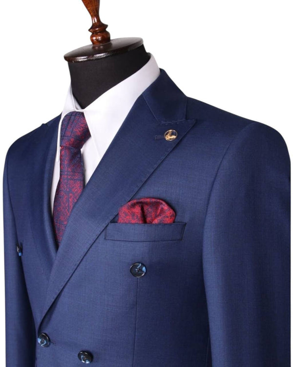 Men’s Royal Navy Blue Double-Breasted Suit