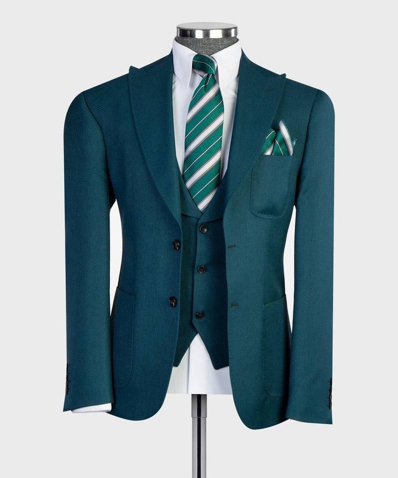 Teal Three-Piece Slim Fit Suit