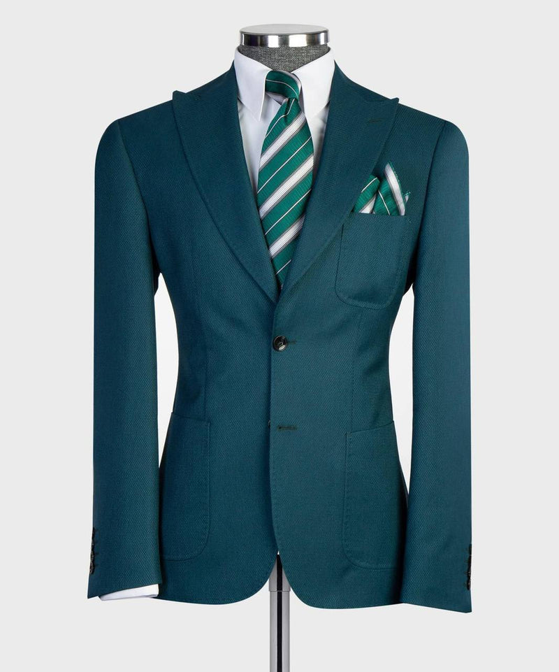 Teal Three-Piece Slim Fit Suit
