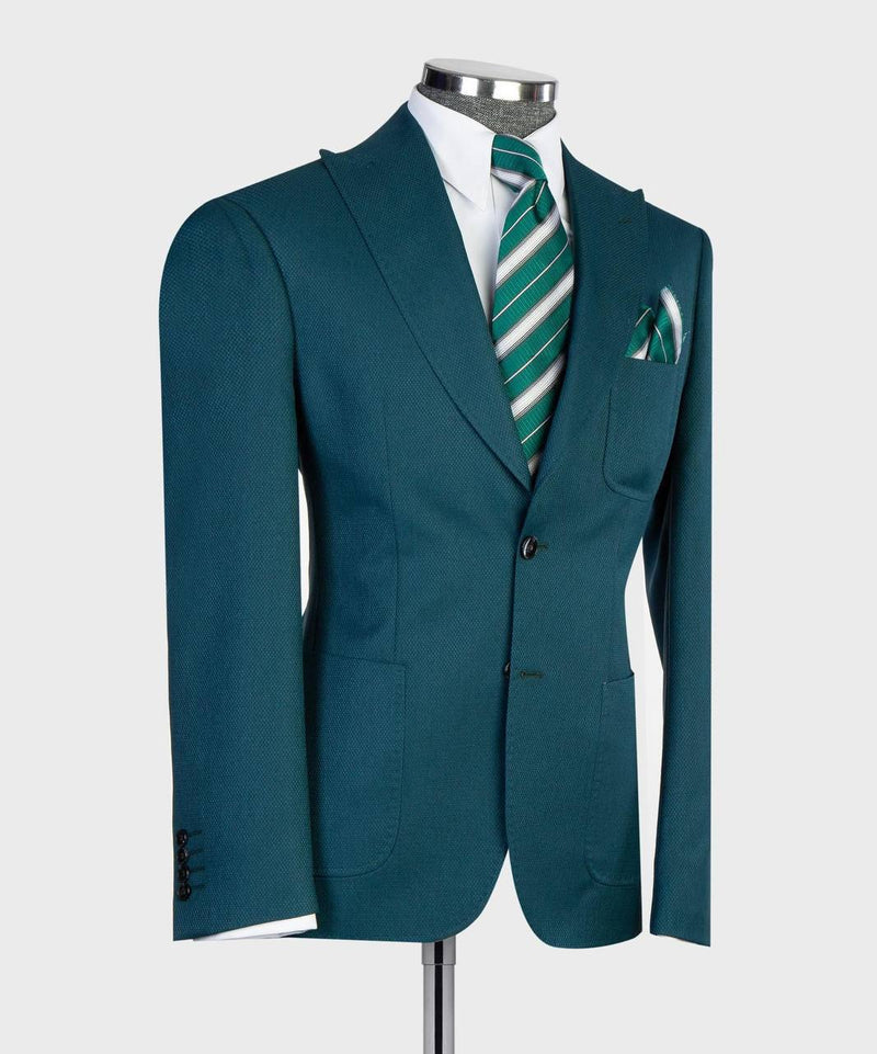 Teal Three-Piece Slim Fit Suit