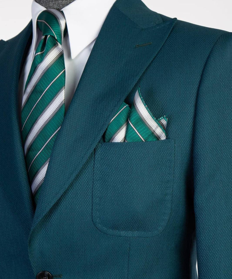 Teal Three-Piece Slim Fit Suit