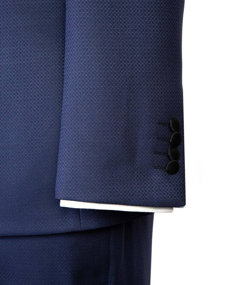 Midnight Blue Double-Breasted Tuxedo with Black Satin Lapels