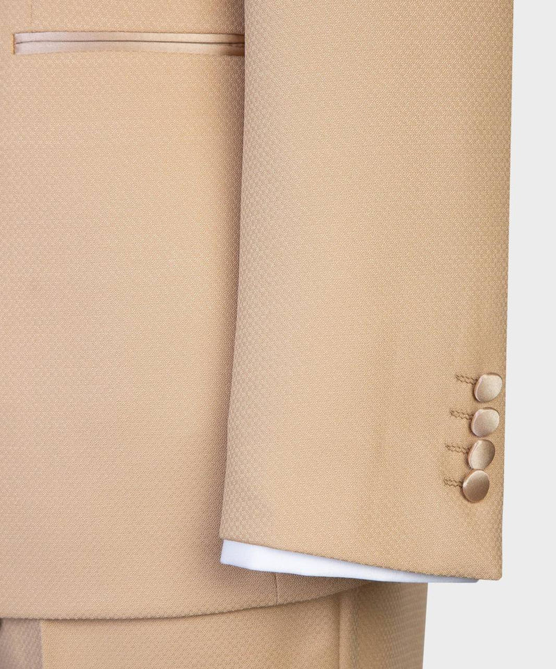 Champagne Double-Breasted Tuxedo with Satin Shawl Lapels