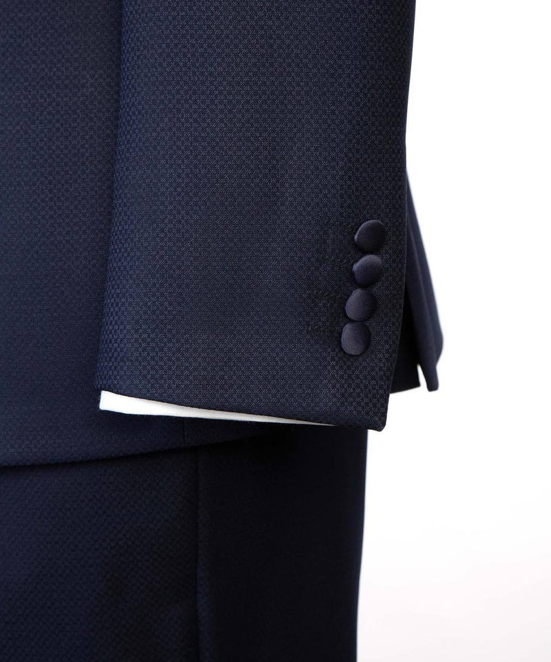 Midnight Blue Double-Breasted Tuxedo with Satin Shawl Lapels
