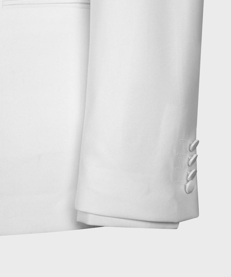 Classic White Double-Breasted Tuxedo with Satin Shawl Lapels
