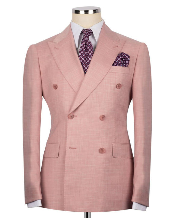Pink Double-Breasted Peak Lapel Suit