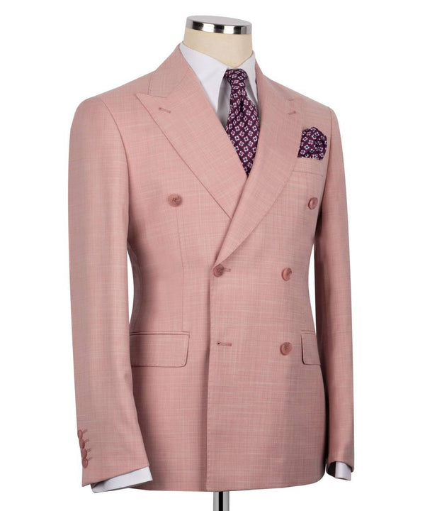 Pink Double-Breasted Peak Lapel Suit