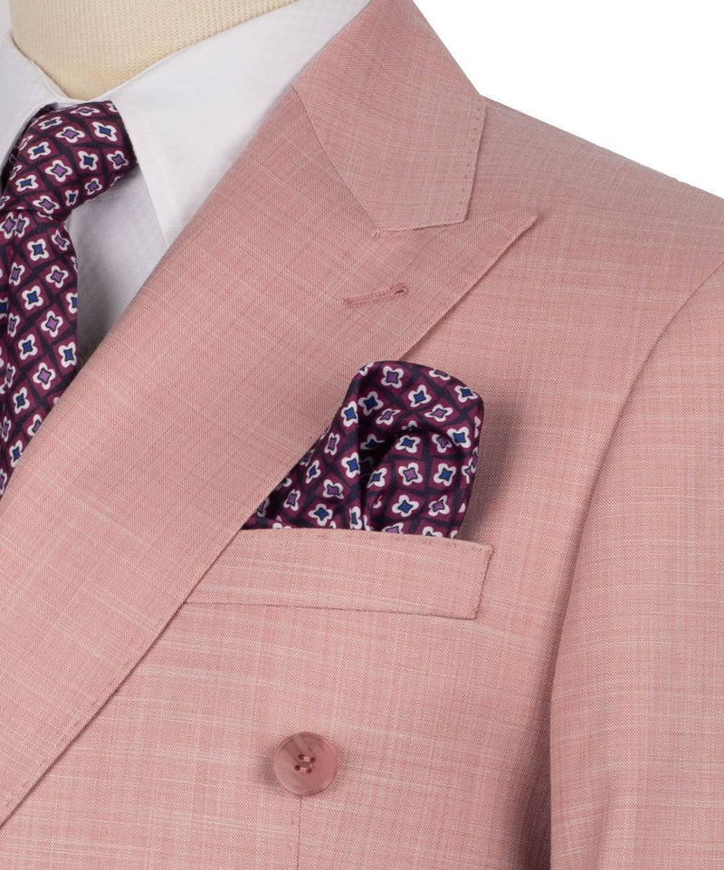 Pink Double-Breasted Peak Lapel Suit