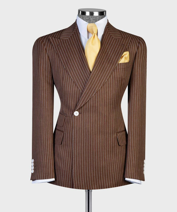 Brown Pinstripe Double-Breasted Suit