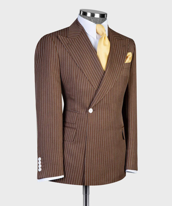 Brown Pinstripe Double-Breasted Suit