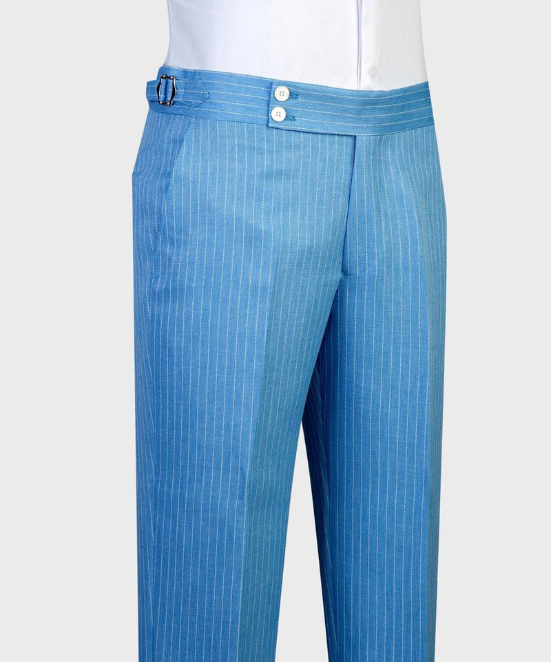 Blue Pinstripe Men’s Double-Breasted Suit Jacket