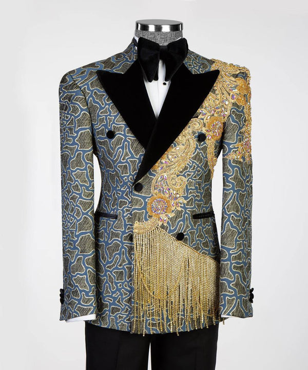 Luxury Gold Embroidered Men’s Tuxedo Jacket