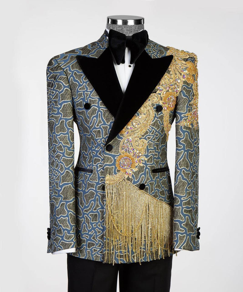 Luxury Gold Embroidered Men’s Tuxedo Jacket