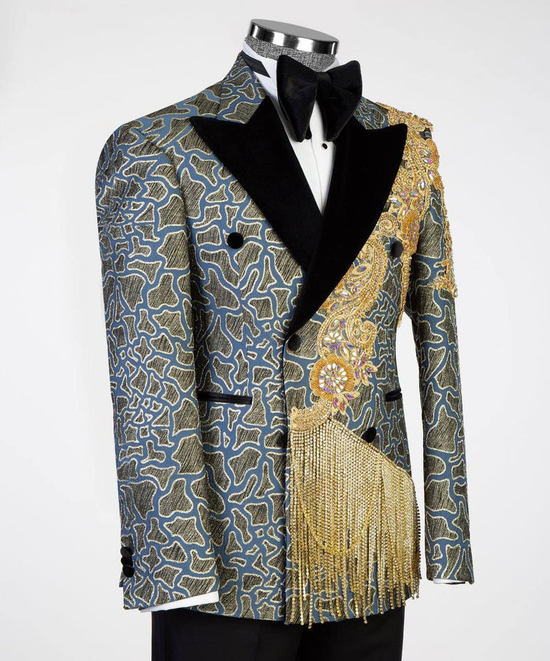 Luxury Gold Embroidered Men’s Tuxedo Jacket