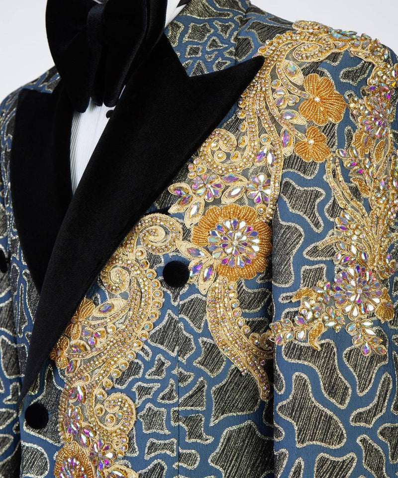 Luxury Gold Embroidered Men’s Tuxedo Jacket